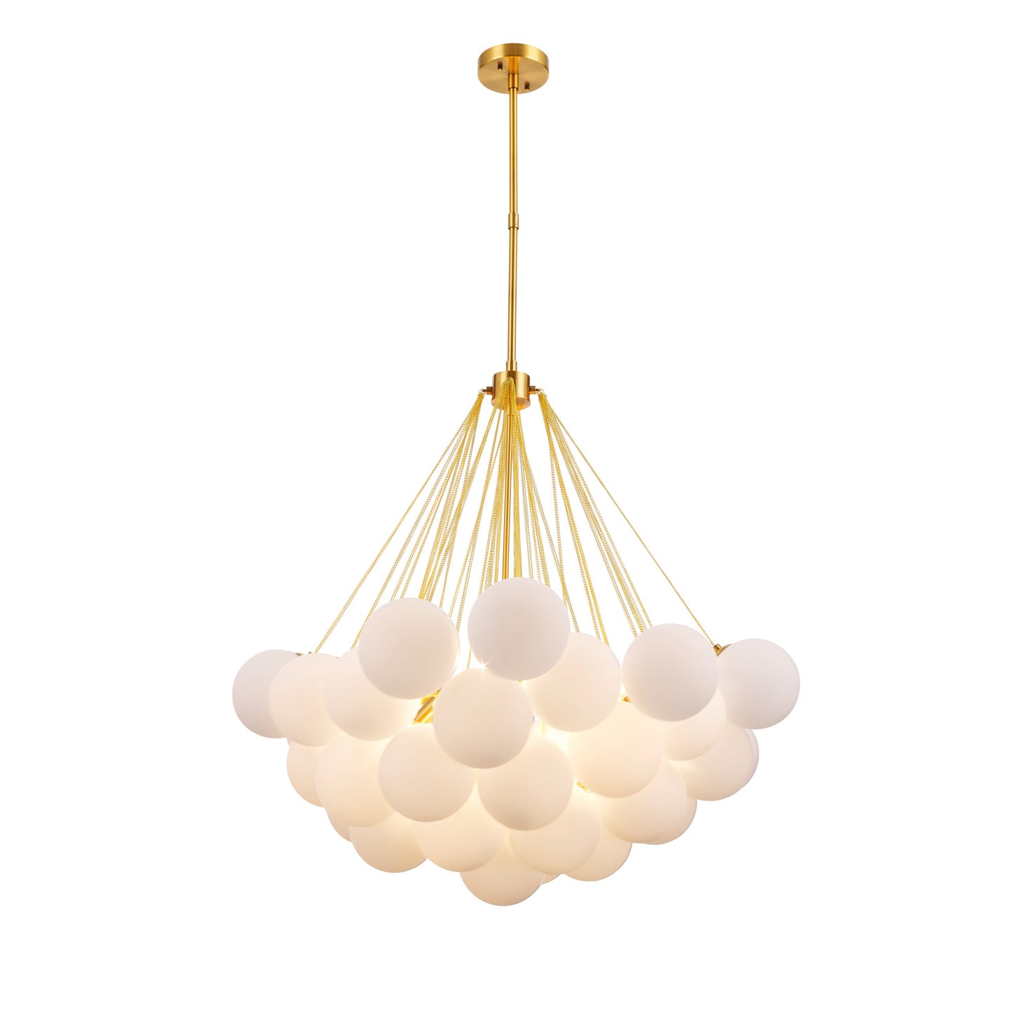 Isabella Pendant 3-Light in Antique Brass  with Mike white glass ball 8630AB by StarFire Crystal