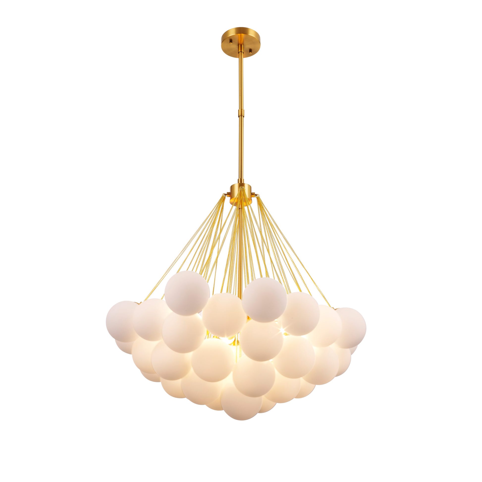 Isabella Pendant 4-Light in Antique Brass  with Mike white glass ball 8636AB by StarFire Crystal