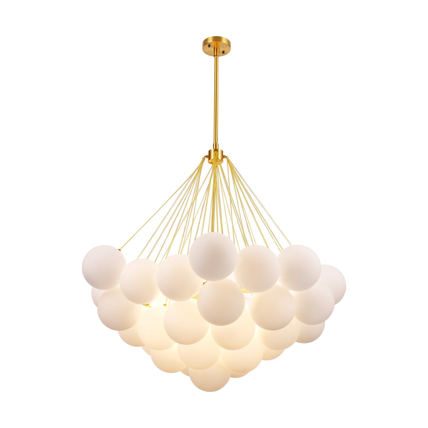 Isabella Pendant 5-Light in Antique Brass  with Mike white glass ball 8640AB by StarFire Crystal
