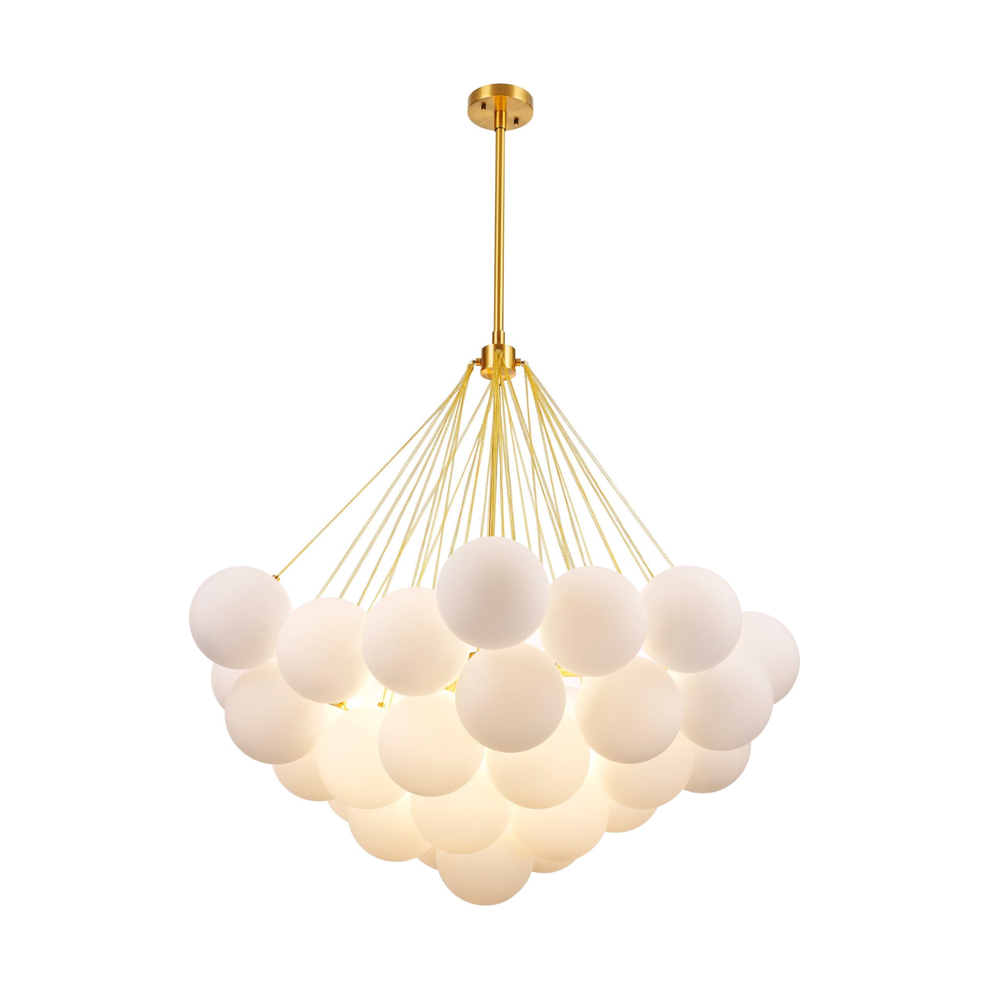 Isabella Pendant 5-Light in Antique Brass  with Mike white glass ball 8640AB by StarFire Crystal
