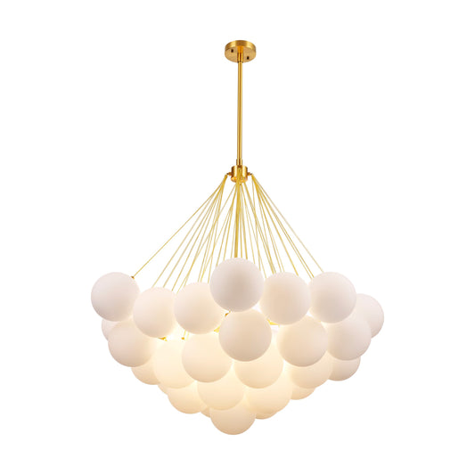 Isabella Pendant 5-Light in Antique Brass  with Mike white glass ball 8640AB by StarFire Crystal