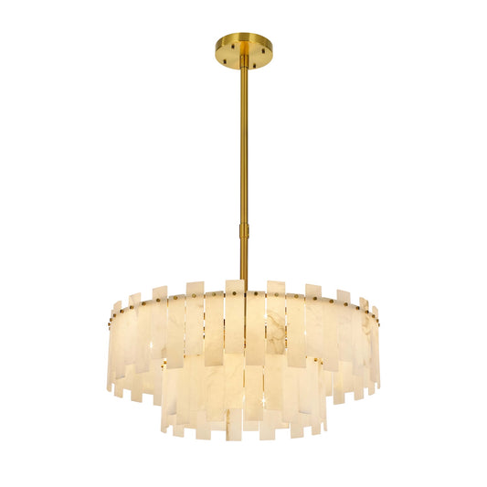 Madrid Chandelier 15-Light in Antique Brass
and Alabaster 8853AB by StarFire Crystal