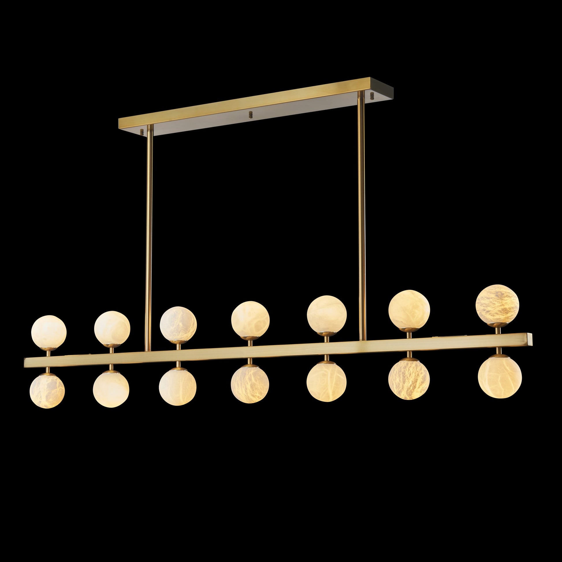 Madrid Pendant 14-Light in Antique Brass and Alabaster 8859AB by StarFire Crystal