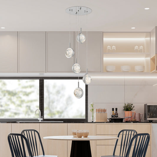 Bubbling Glow Round Chandelier Chrome by Finesse Decor CH-650-5