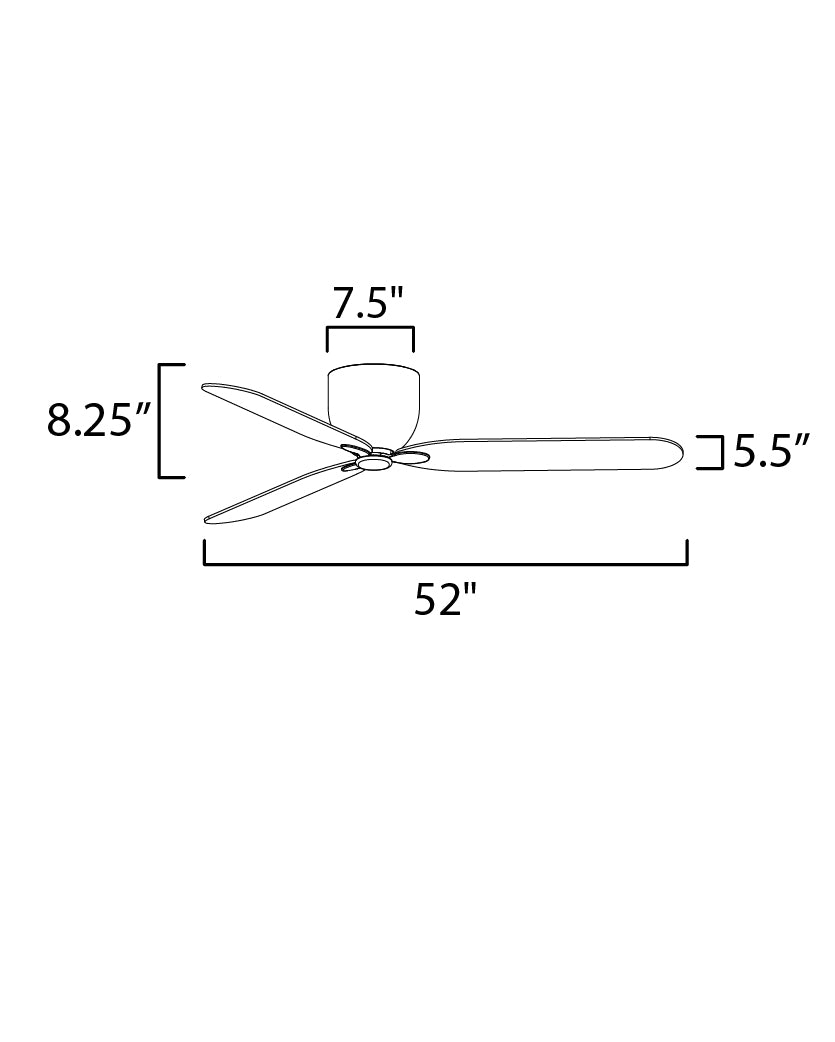 Lowell 52" 3-Blade Hugger Fan (No Light) Matte White by Maxim Lighting