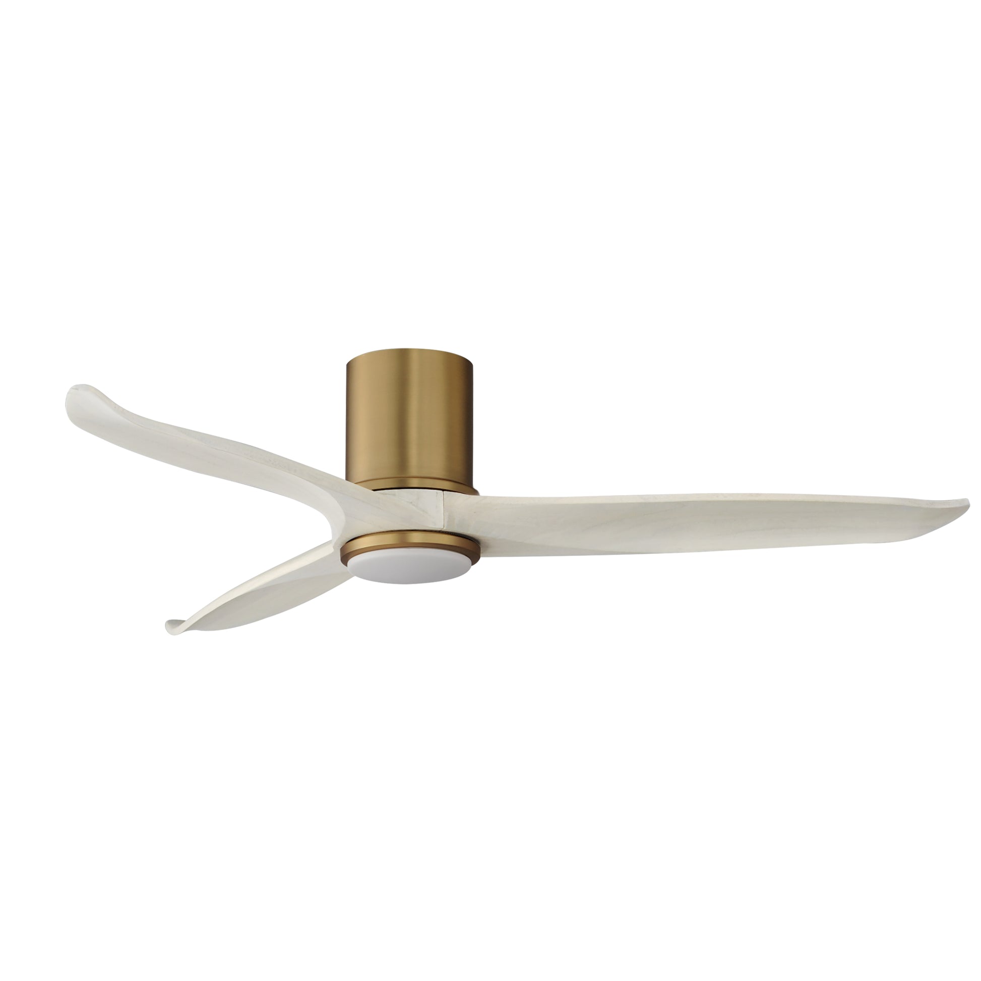 Woodwind 52" Solid Wood Blade Hugger Fan w LED Natural Aged Brass by Maxim Lighting