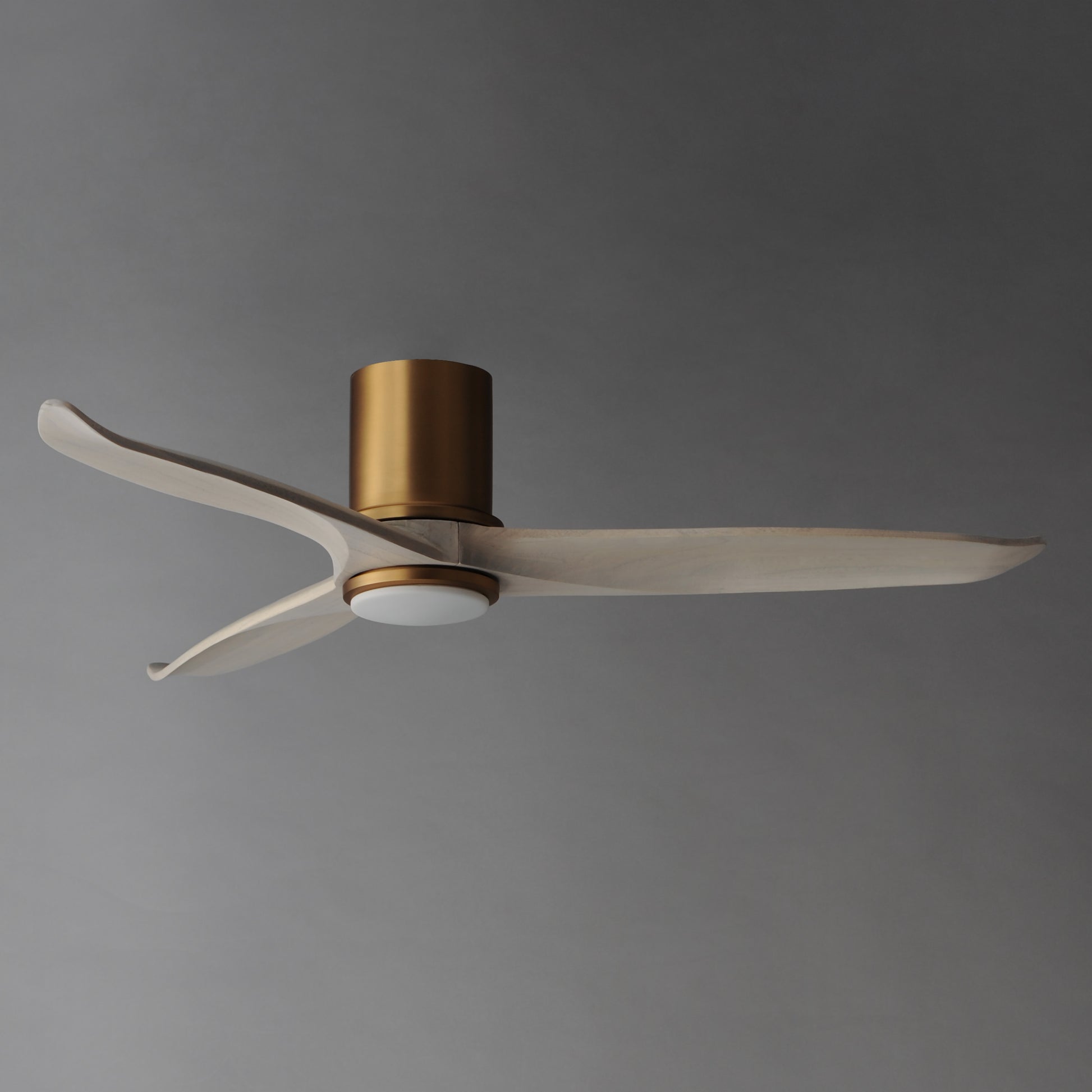 Woodwind 52" Solid Wood Blade Hugger Fan w LED Natural Aged Brass by Maxim Lighting
