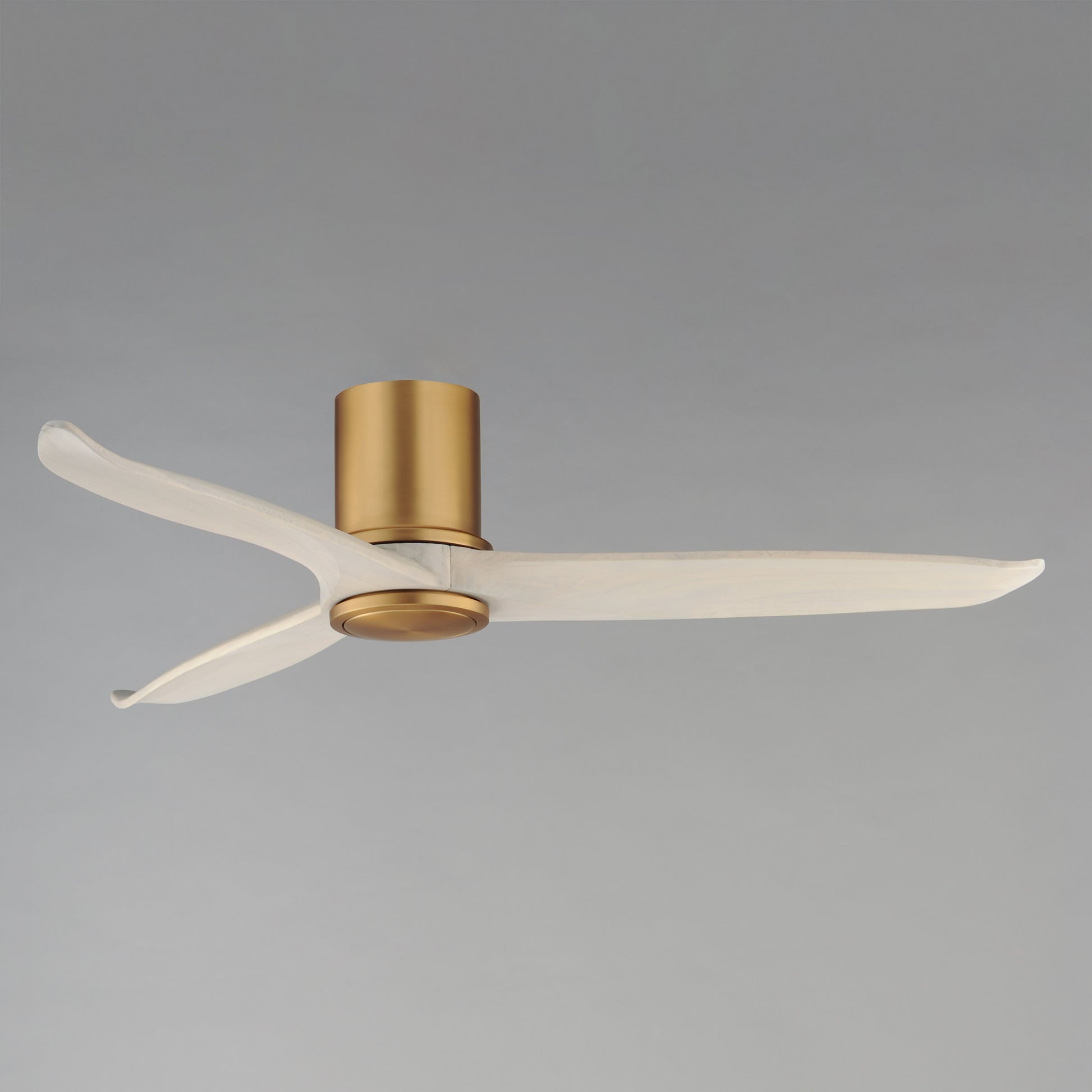 Woodwind 52" Solid Wood Blade Hugger Fan w LED Natural Aged Brass by Maxim Lighting