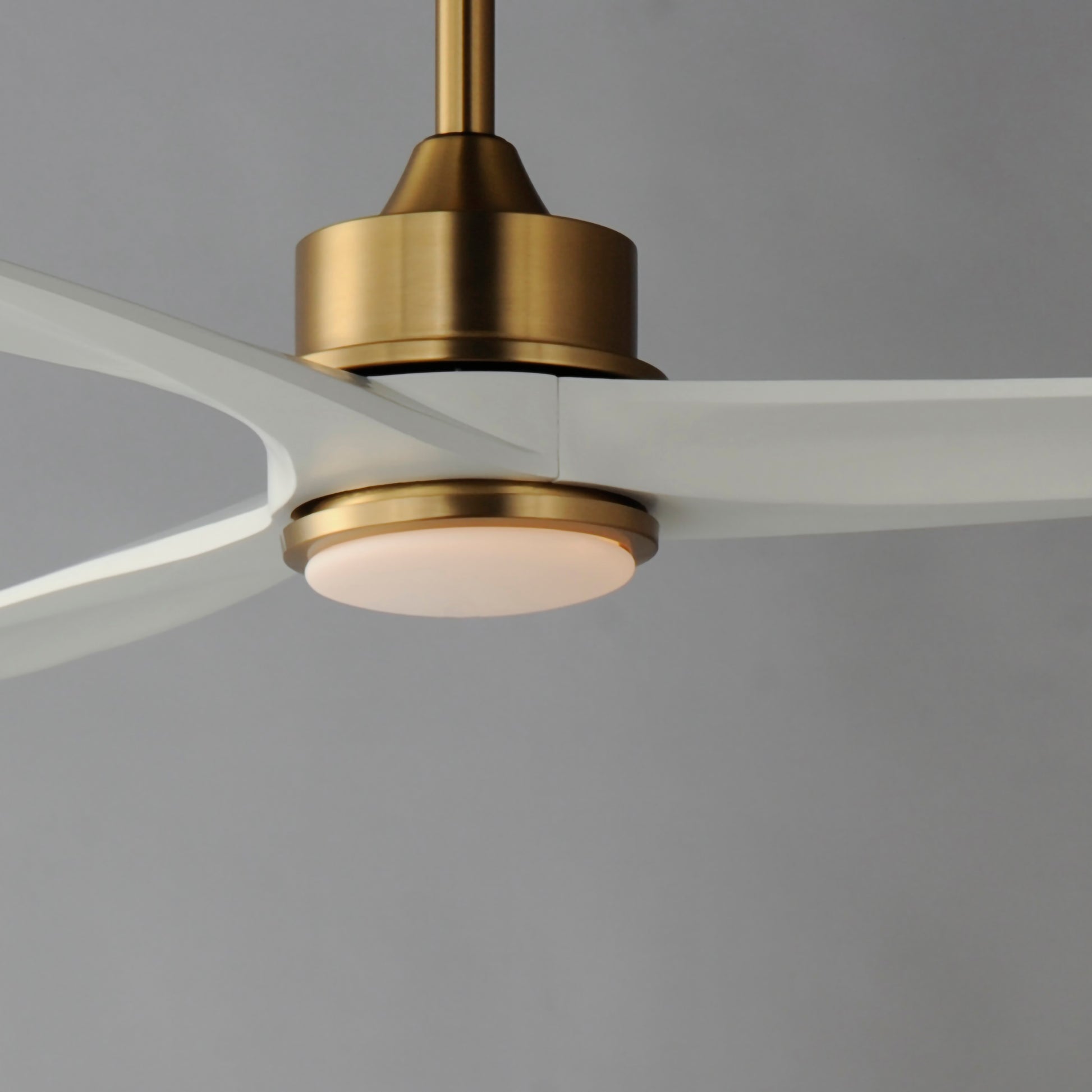Woodwind 52" Solid Wood Blade Fan w LED Light Kit Natural Aged Brass by Maxim Lighting