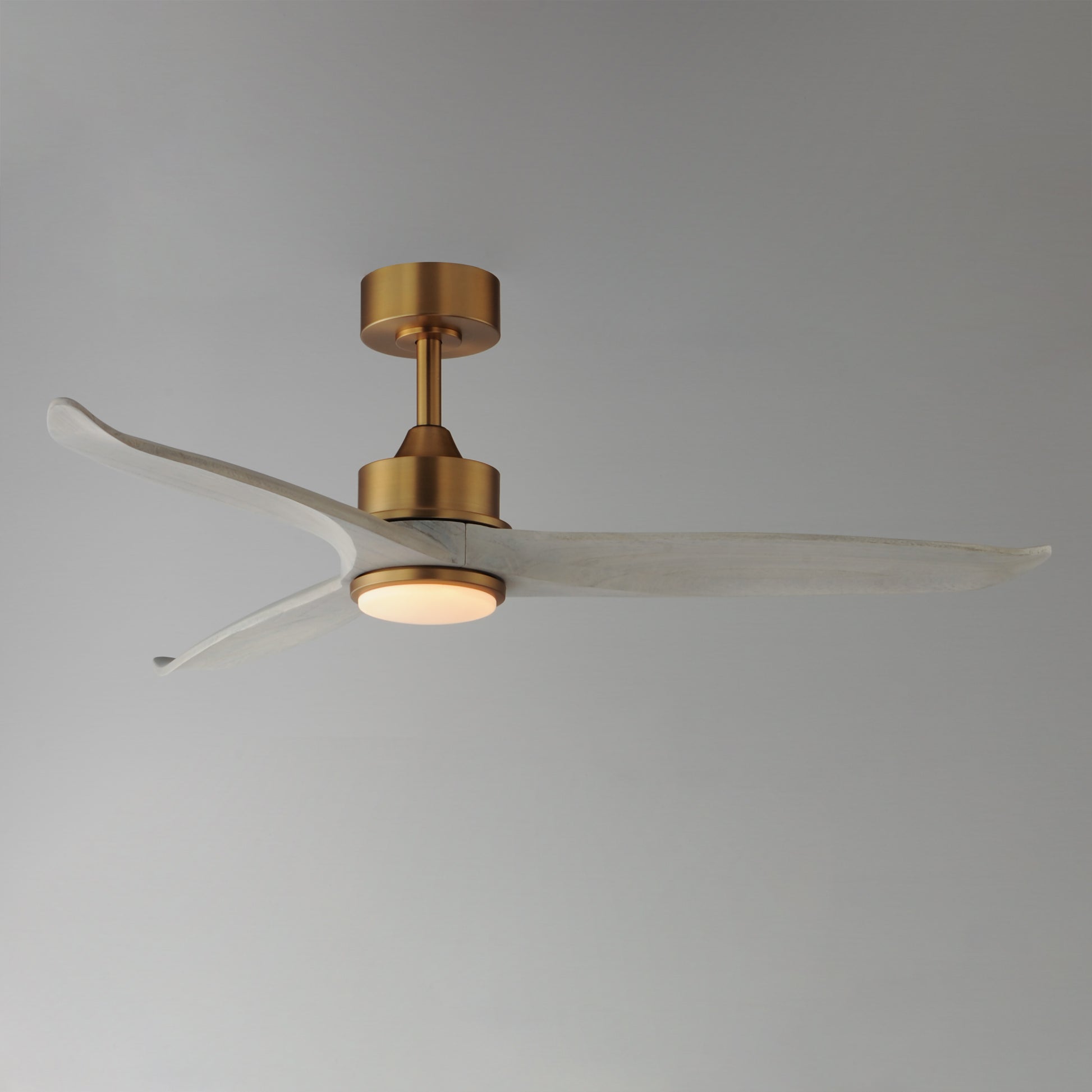 Woodwind 52" Solid Wood Blade Fan w LED Light Kit Natural Aged Brass by Maxim Lighting