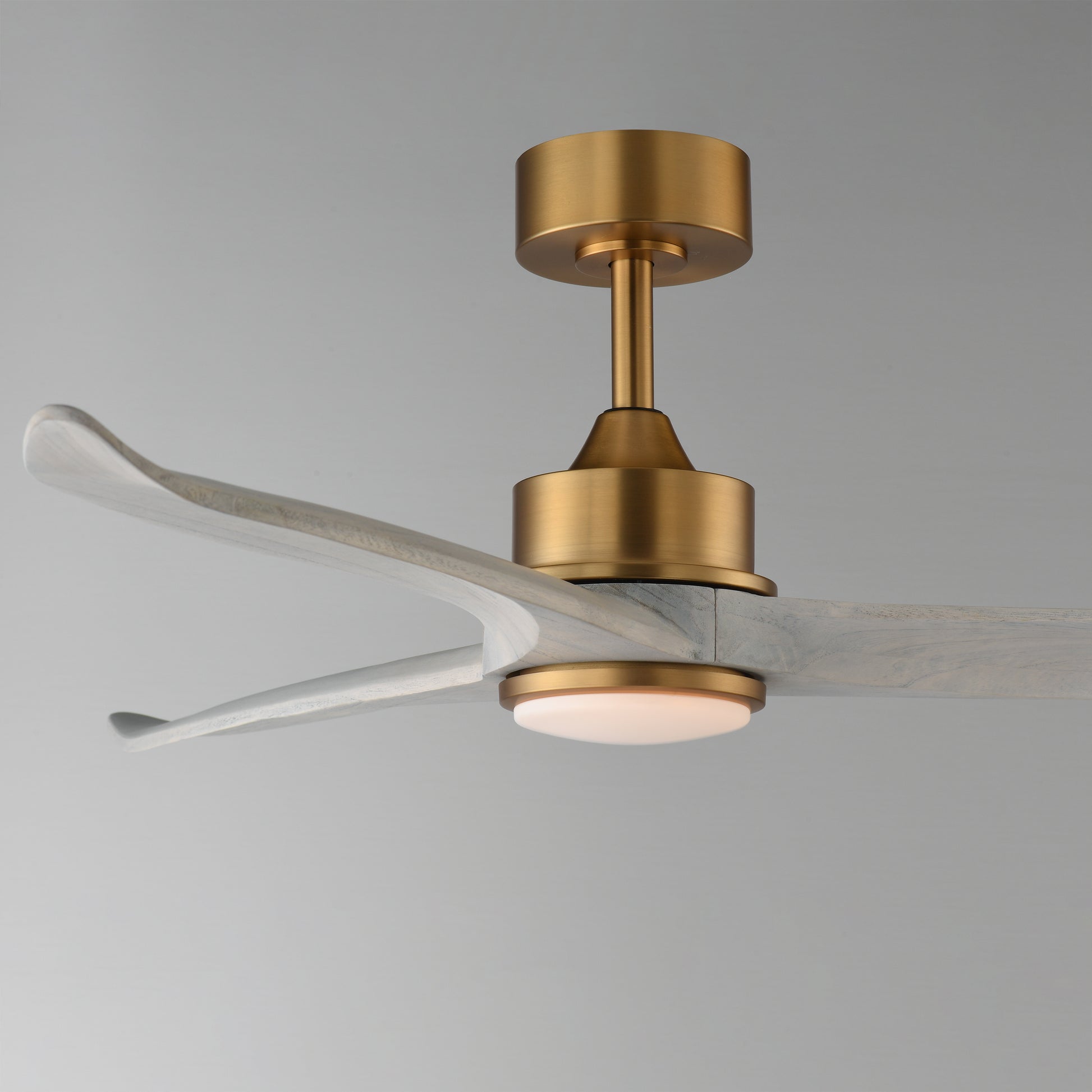 Woodwind 52" Solid Wood Blade Fan w LED Light Kit Natural Aged Brass by Maxim Lighting
