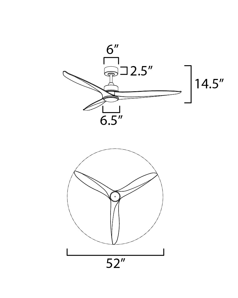 Woodwind 52" Solid Wood Blade Fan w LED Light Kit Satin Nickel by Maxim Lighting