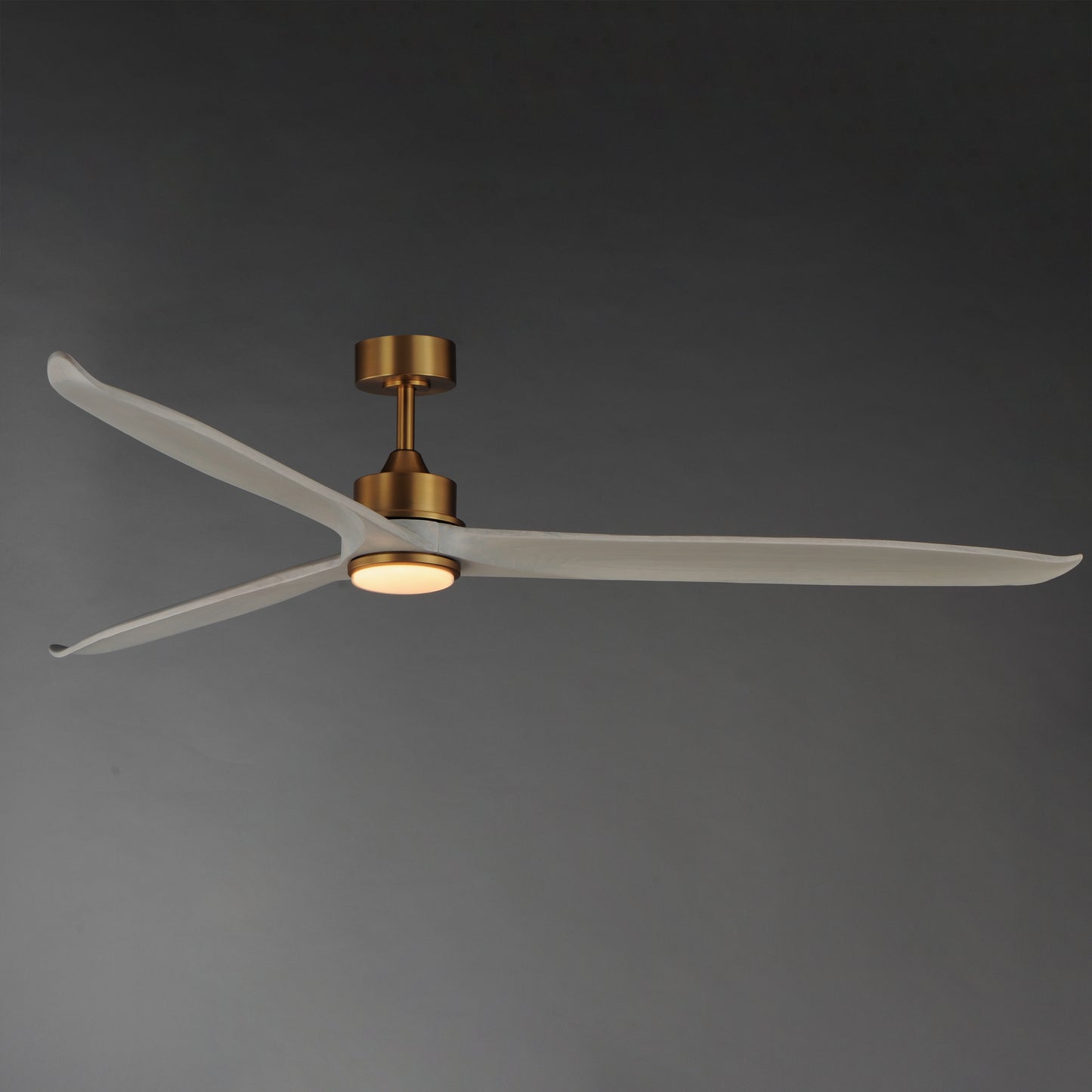 Woodwind 80" Solid Wood Blade Fan W LED Natural Aged Brass by Maxim Lighting
