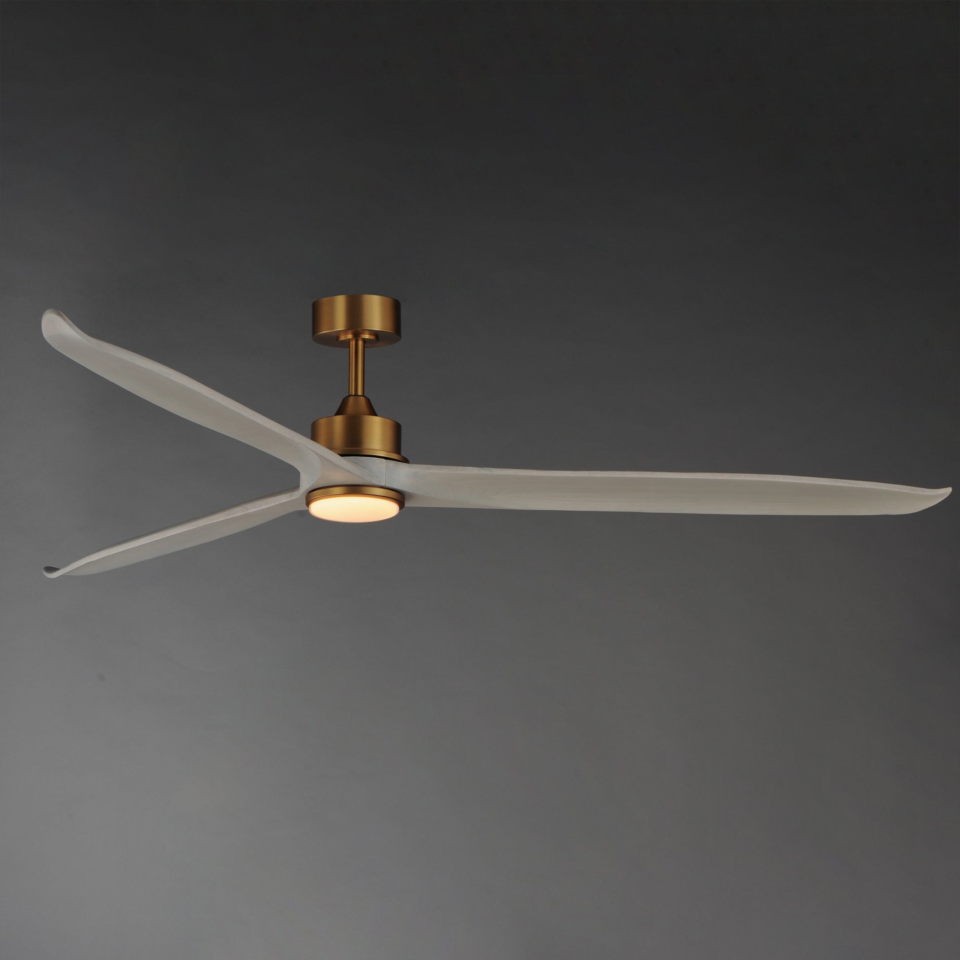 Woodwind 80" Solid Wood Blade Fan W LED Natural Aged Brass by Maxim Lighting