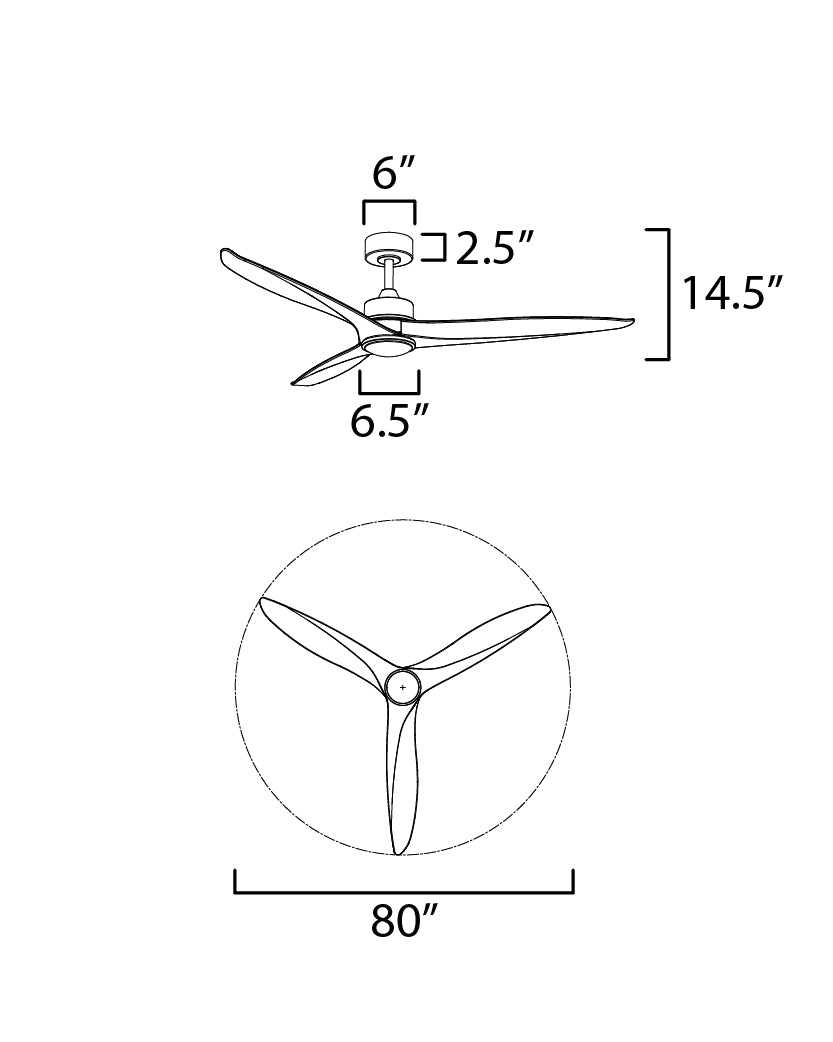 Woodwind 80" Solid Wood Blade Fan W LED Black by Maxim Lighting