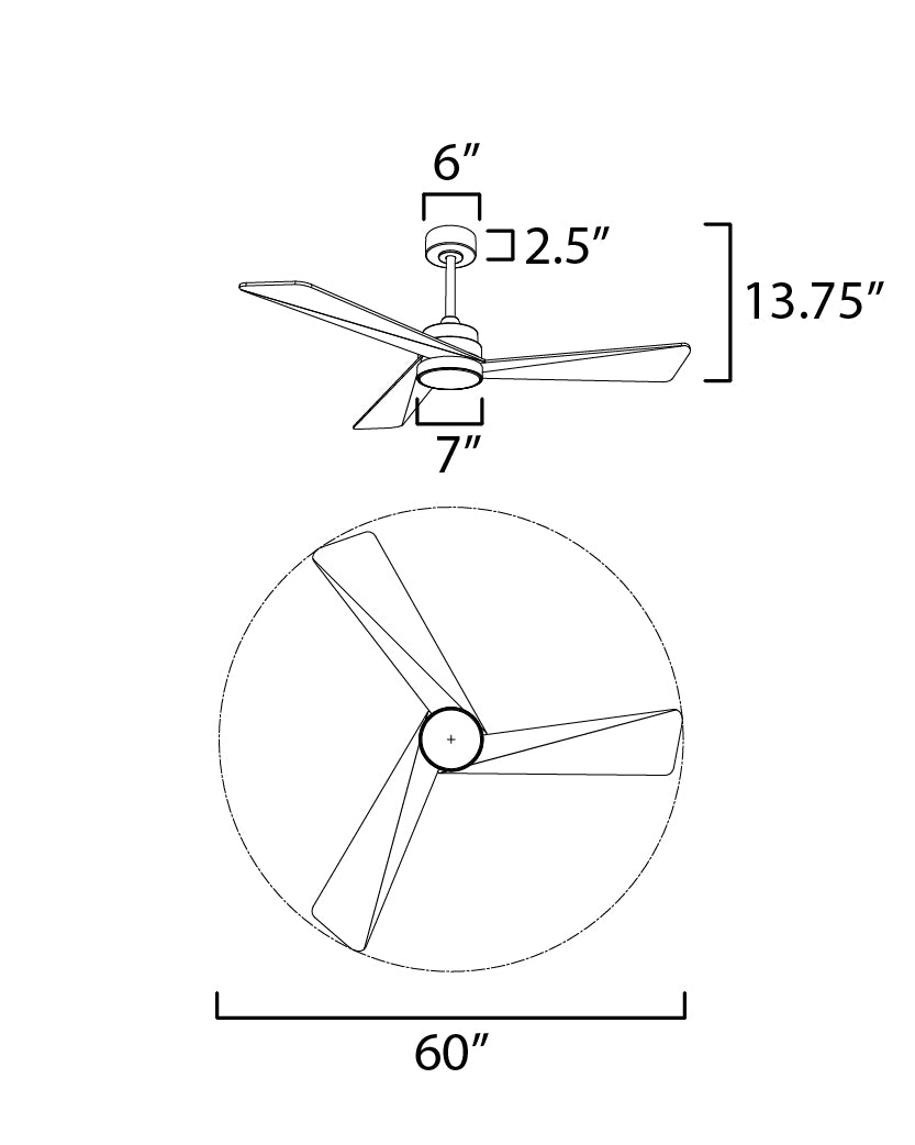 Vortex 60" Indoor Fan with LED Light Kit Dark Satin Nickel by Maxim Lighting