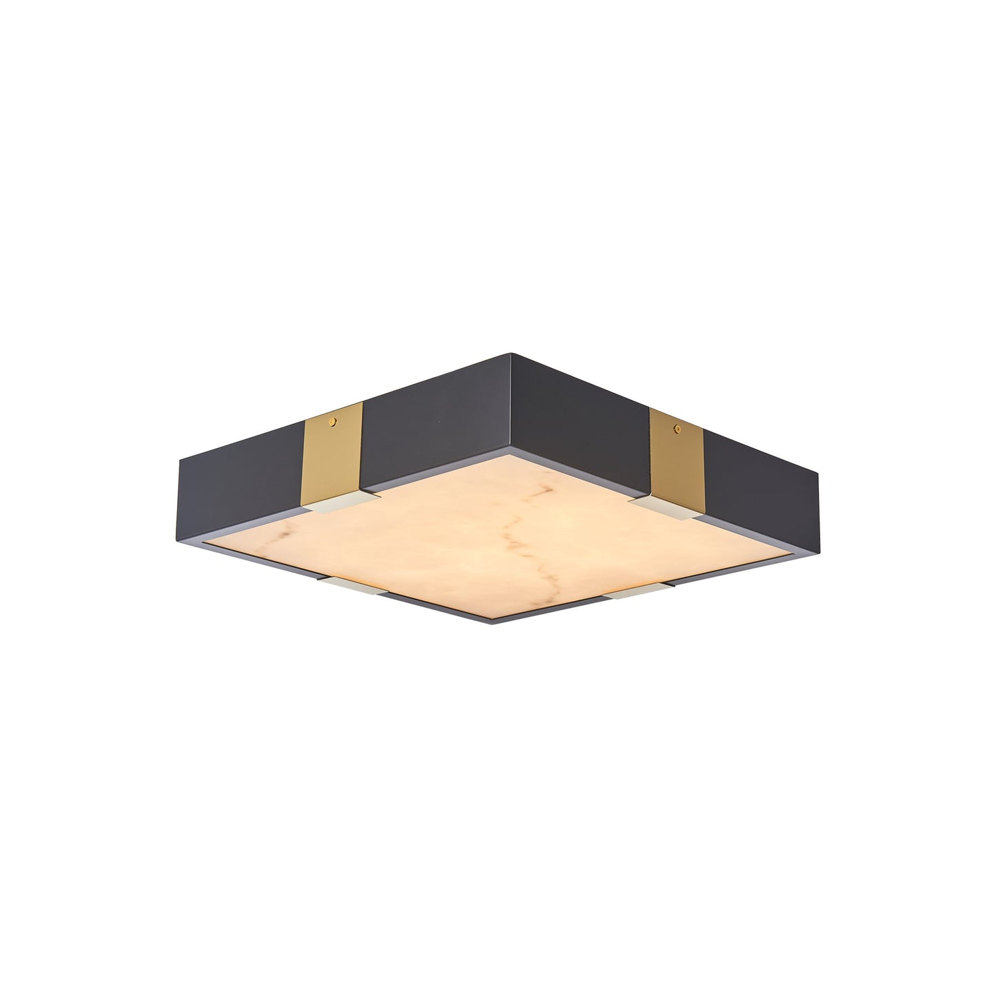 Madrid Flushmount in Black, Titanium Gold and Faux Alabaster 8886BT by StarFire Crystal