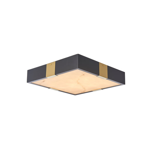 Madrid Flushmount in Black, Titanium Gold and Faux Alabaster 8886BT by StarFire Crystal