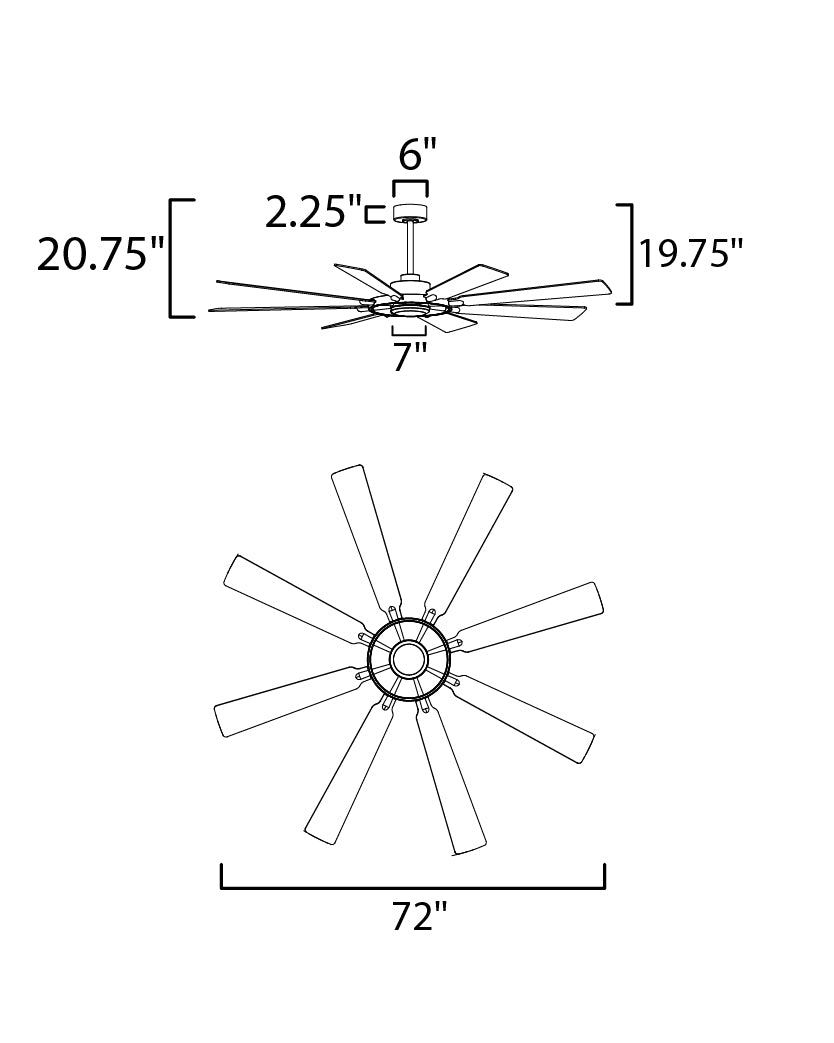 Helm 72" Indoor Fan w LED Light Kit Black/Natural Aged Brass by Maxim Lighting