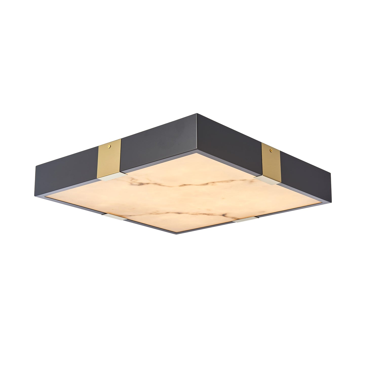 Madrid Flushmount in Black, Titanium Gold and Faux Alabaster 8887BT by StarFire Crystal