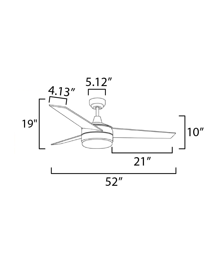Trio 52" 3-Blade Fan w Pull Chain Black/Walnut by Maxim Lighting