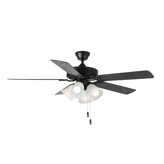 Basic-Max 52" Black Fan LED 4-Light BK/W Blades Black/Walnut/Pecan by Maxim Lighting