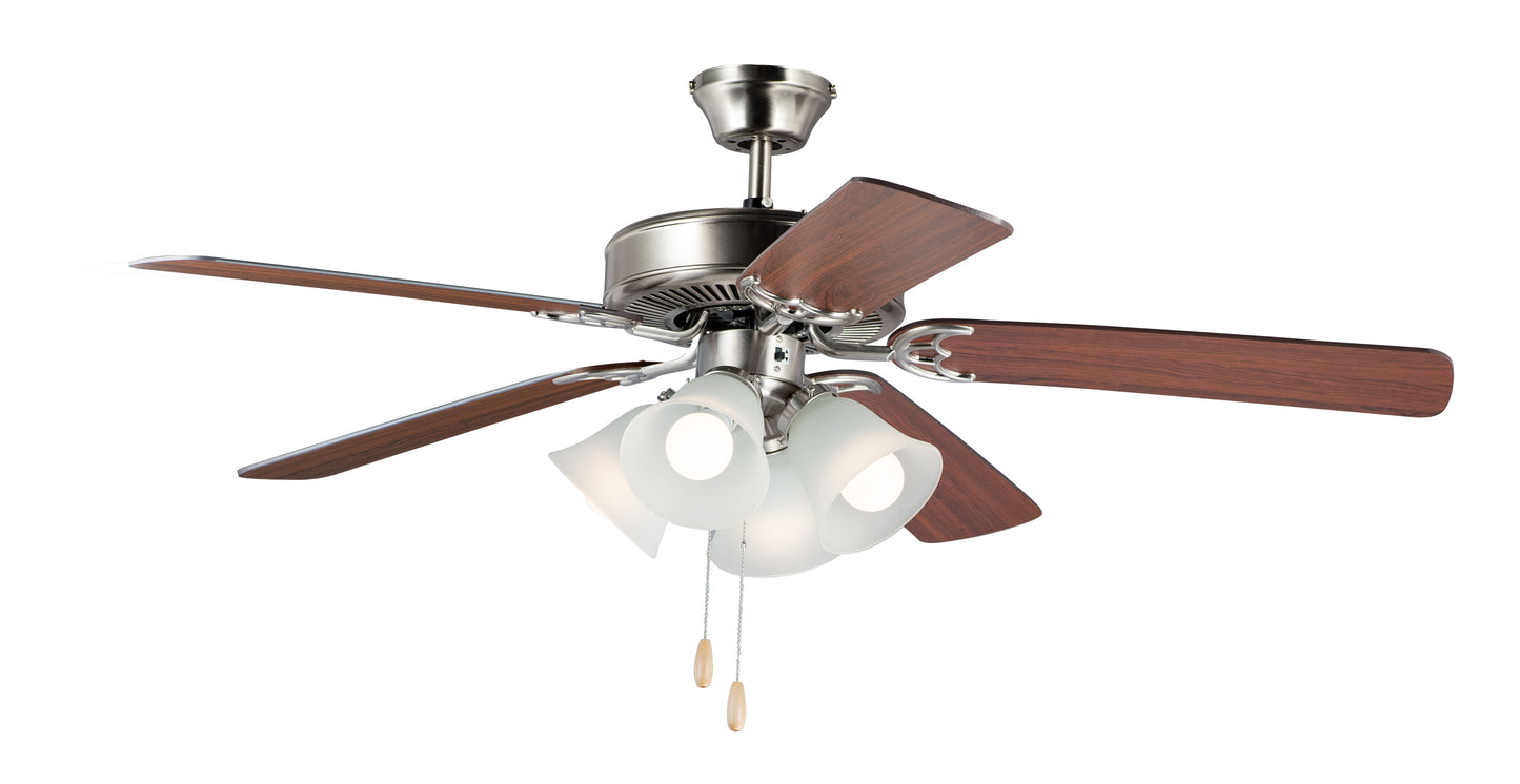 Basic-Max 52" Nickel Fan LED 4-Light with P Blades Satin Nickel/Walnut/Pecan by Maxim Lighting