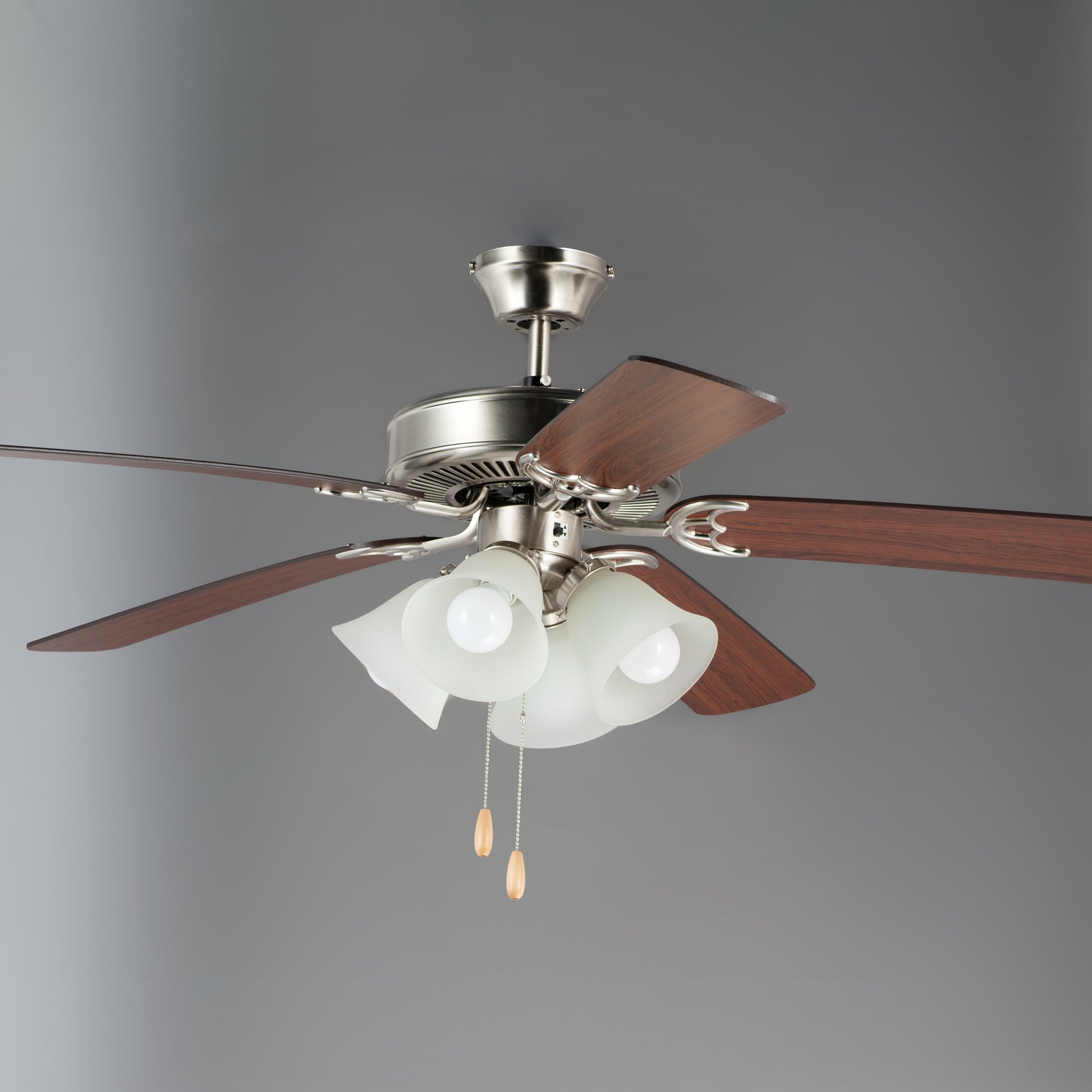 Basic-Max 52" Nickel Fan LED 4-Light with P Blades Satin Nickel/Walnut/Pecan by Maxim Lighting
