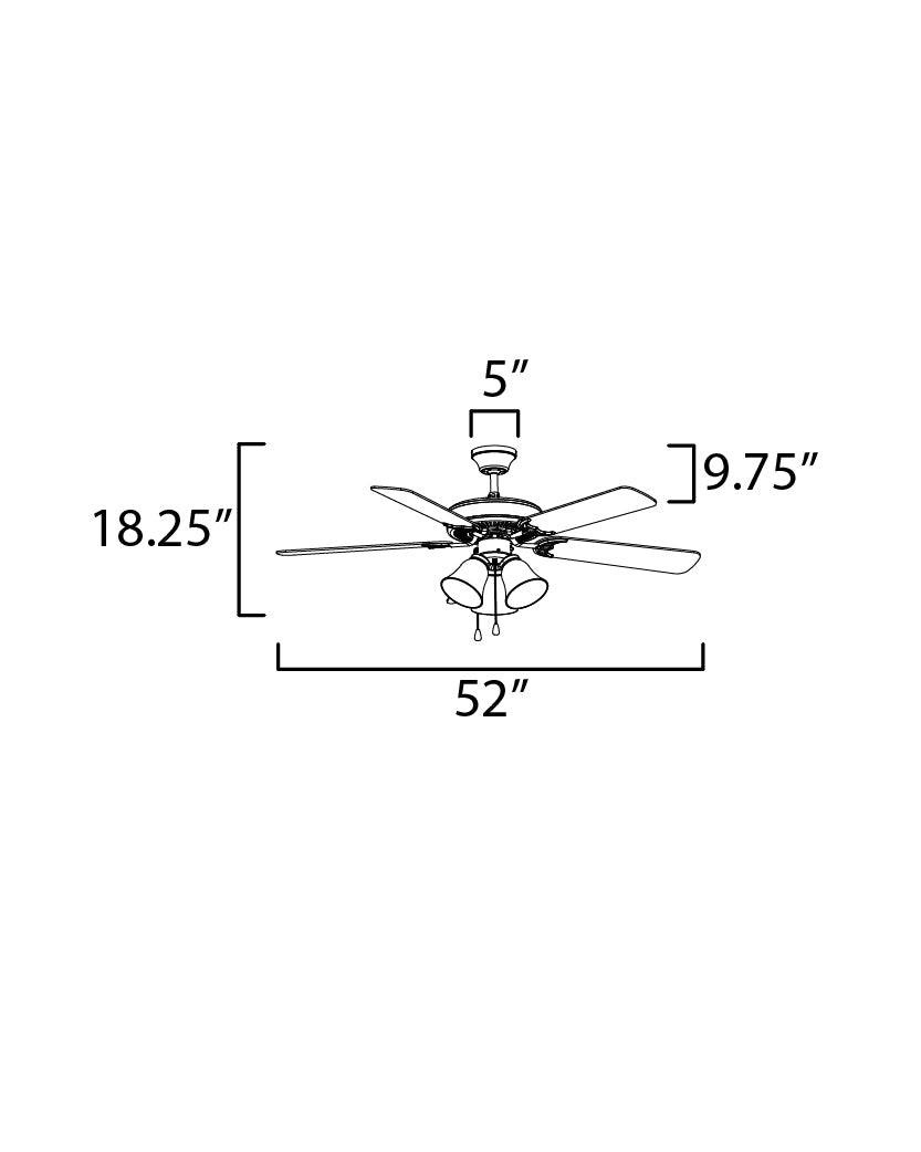 Basic-Max 52" Black Fan LED 4-Light BK/W Blades Black/Walnut/Pecan by Maxim Lighting
