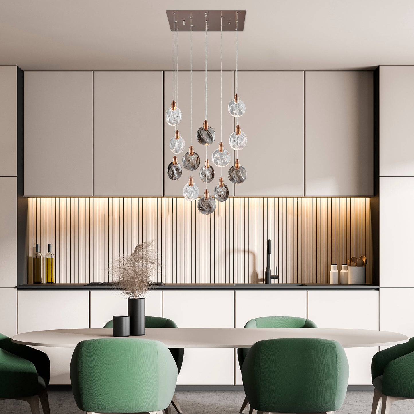 Lustre Square Chandelier Bronze by Finesse Decor CH-670-13