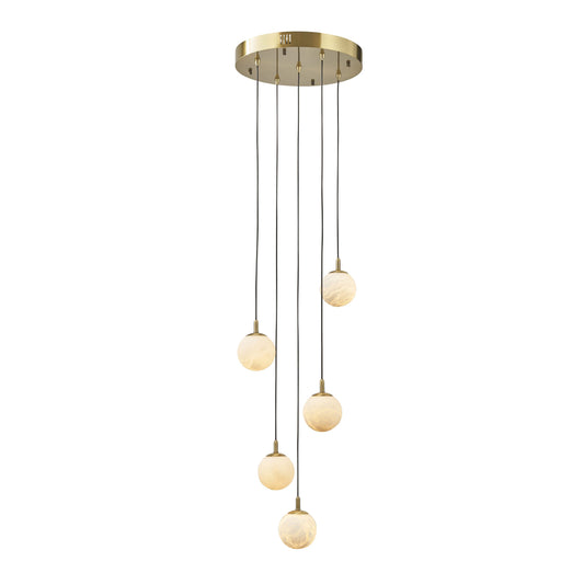 Zaragoza Pendant 5-Light in Antique Bronze and Alabaster 9005AZ by StarFire Crystal