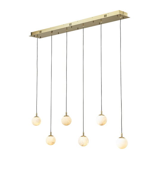 Zaragoza Pendant 6-Light in Antique Bronze and Alabaster 9006AZ by StarFire Crystal