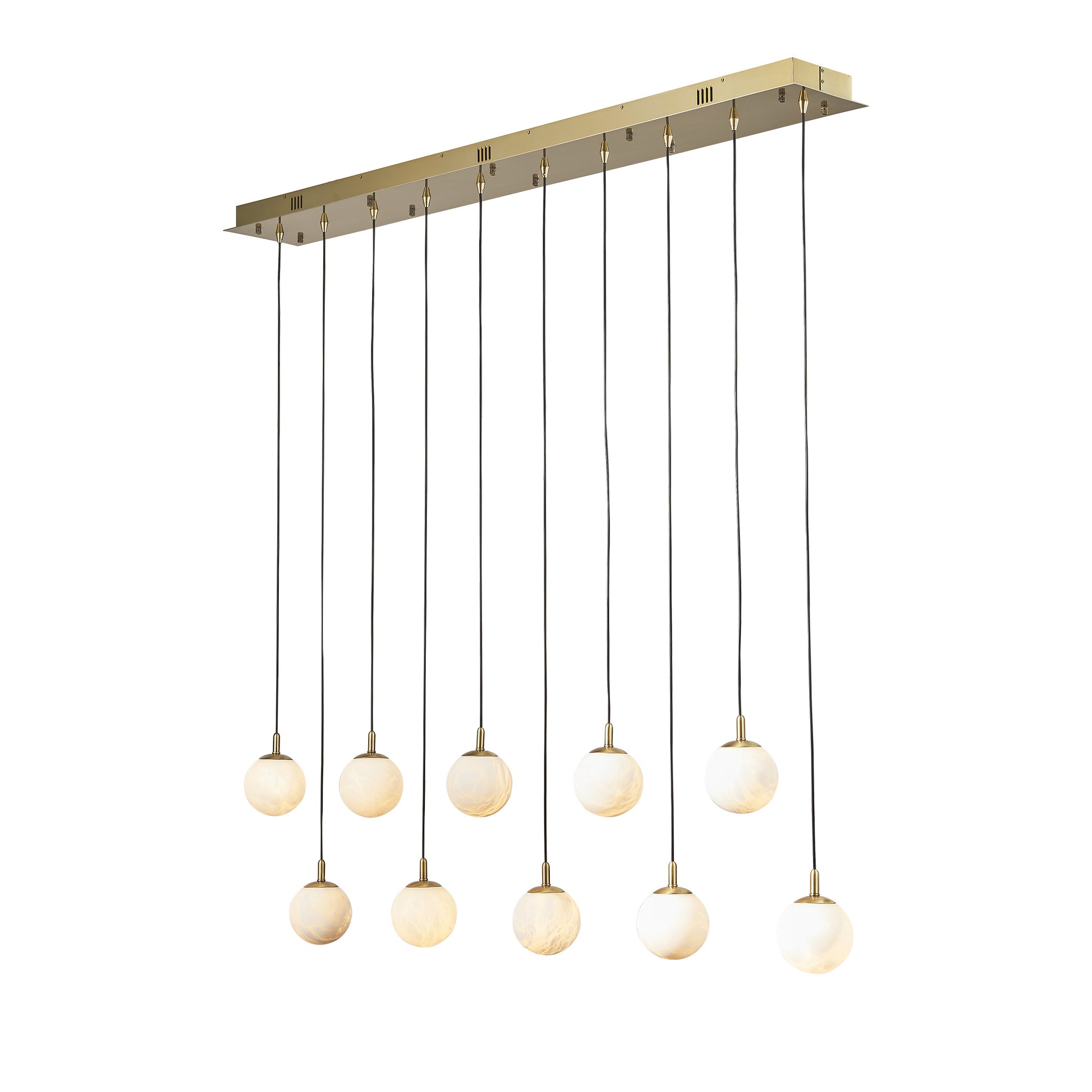 Zaragoza Pendant 10-Light in Antique Bronze and Alabaster 9007AZ by StarFire Crystal