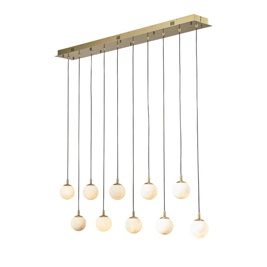 Zaragoza Pendant 10-Light in Antique Bronze and Alabaster 9007AZ by StarFire Crystal