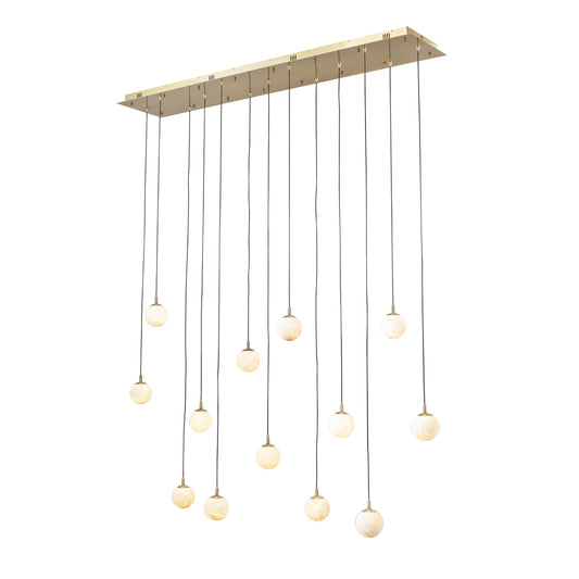 Zaragoza Pendant 13-Light in Antique Bronze and Alabaster 9013AZ by StarFire Crystal