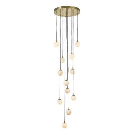 Zaragoza Pendant 12-Light in Antique Bronze and Alabaster 9015AZ by StarFire Crystal