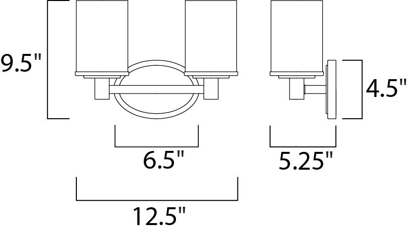 Cylinder 2-Light Bath Vanity Satin Nickel by Maxim Lighting
