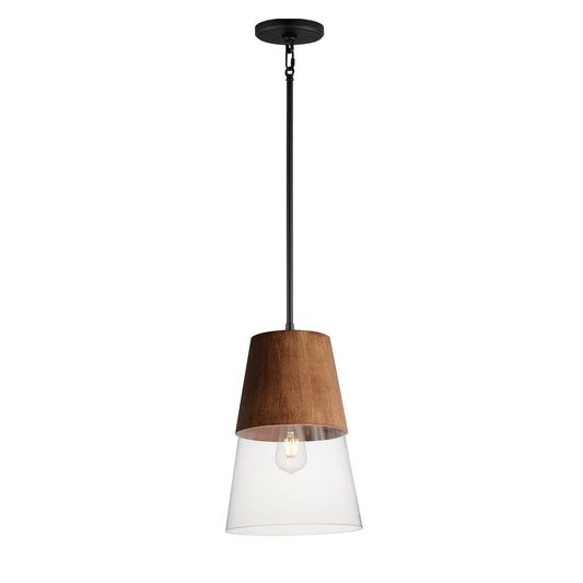 Carpenter 10" Mini Pendant Walnut/Black by Maxim Lighting