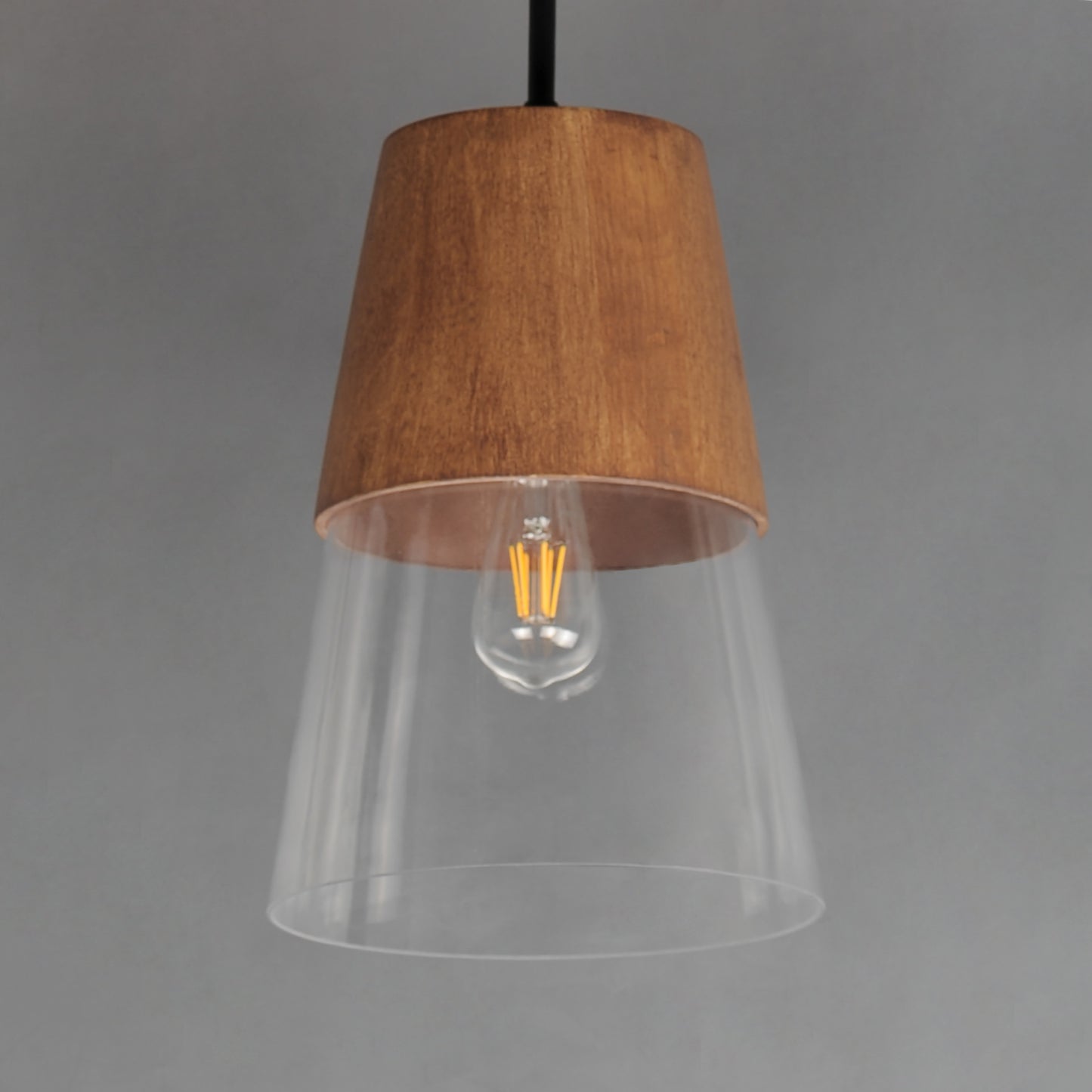 Carpenter 10" Mini Pendant Walnut/Black by Maxim Lighting