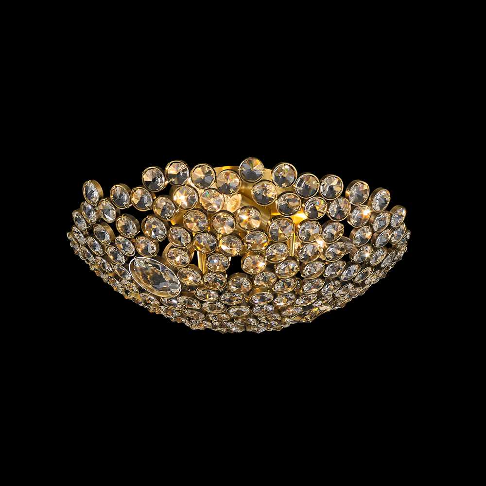 Art Deco Flushmount 3-Light in Antique Brass 9214AB by StarFire Crystal