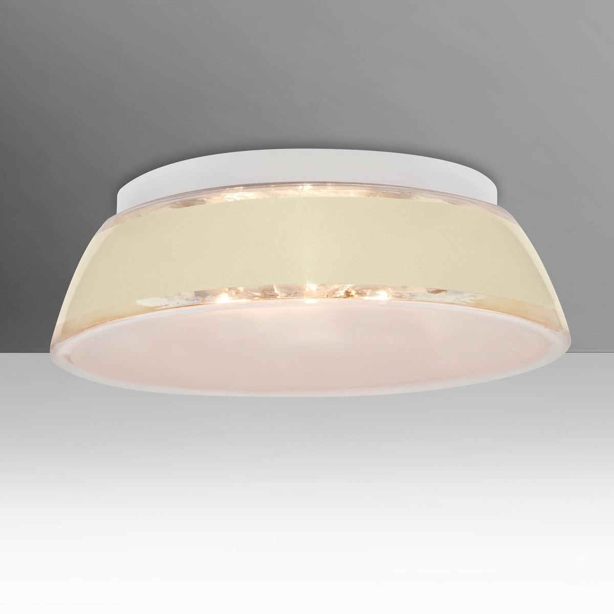 Besa Pica 11 flush mount – Creme Sand glass, studio view