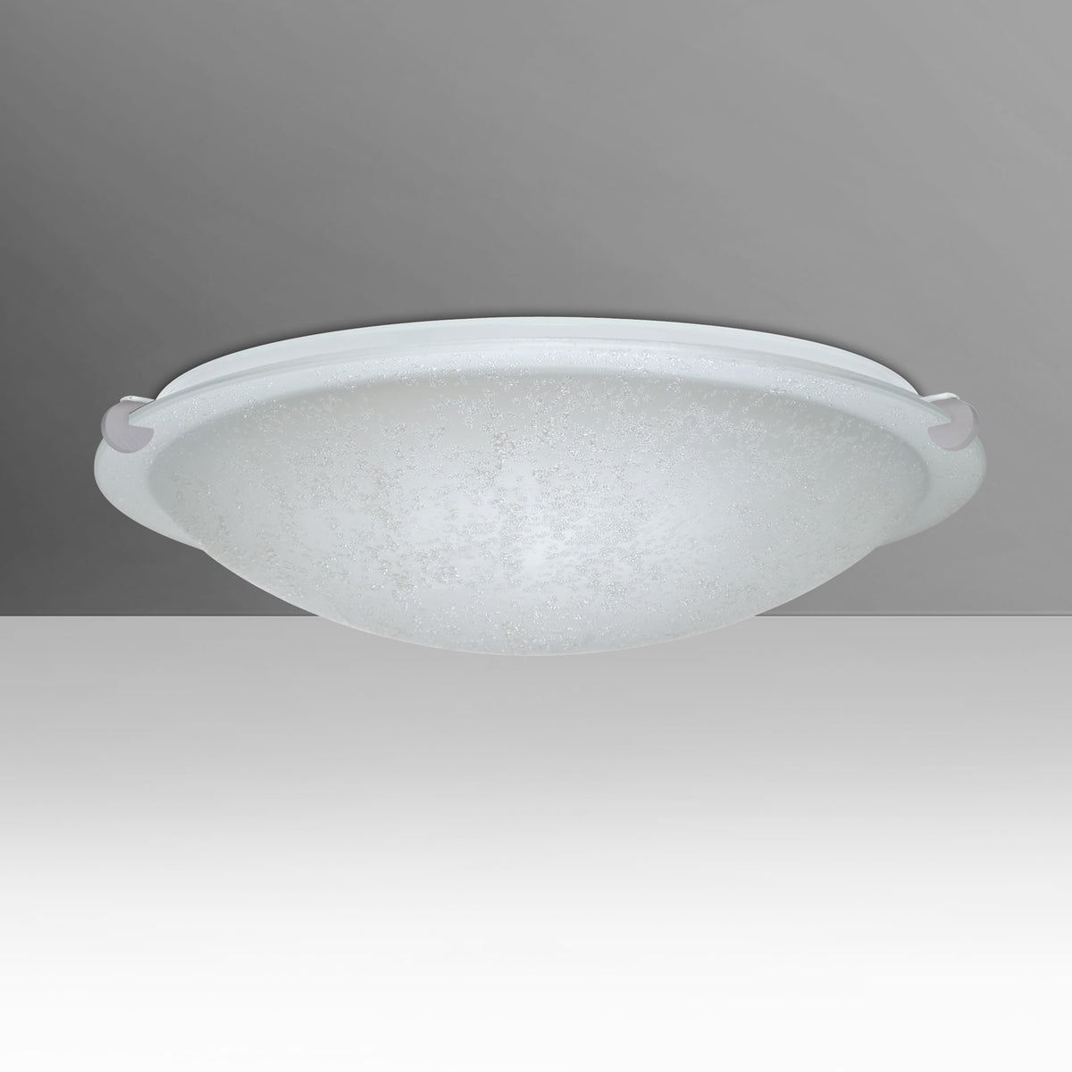 Besa Trio 12 – Stucco glass, studio view, satin nickel clips