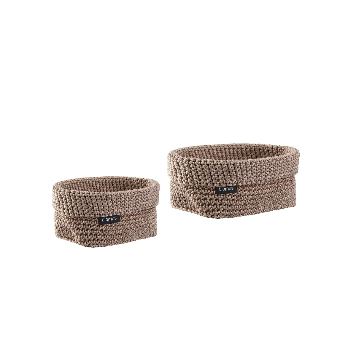 blomus TELA Crochet Storage Baskets, Set of 2 – Bark storage basket set, product photo