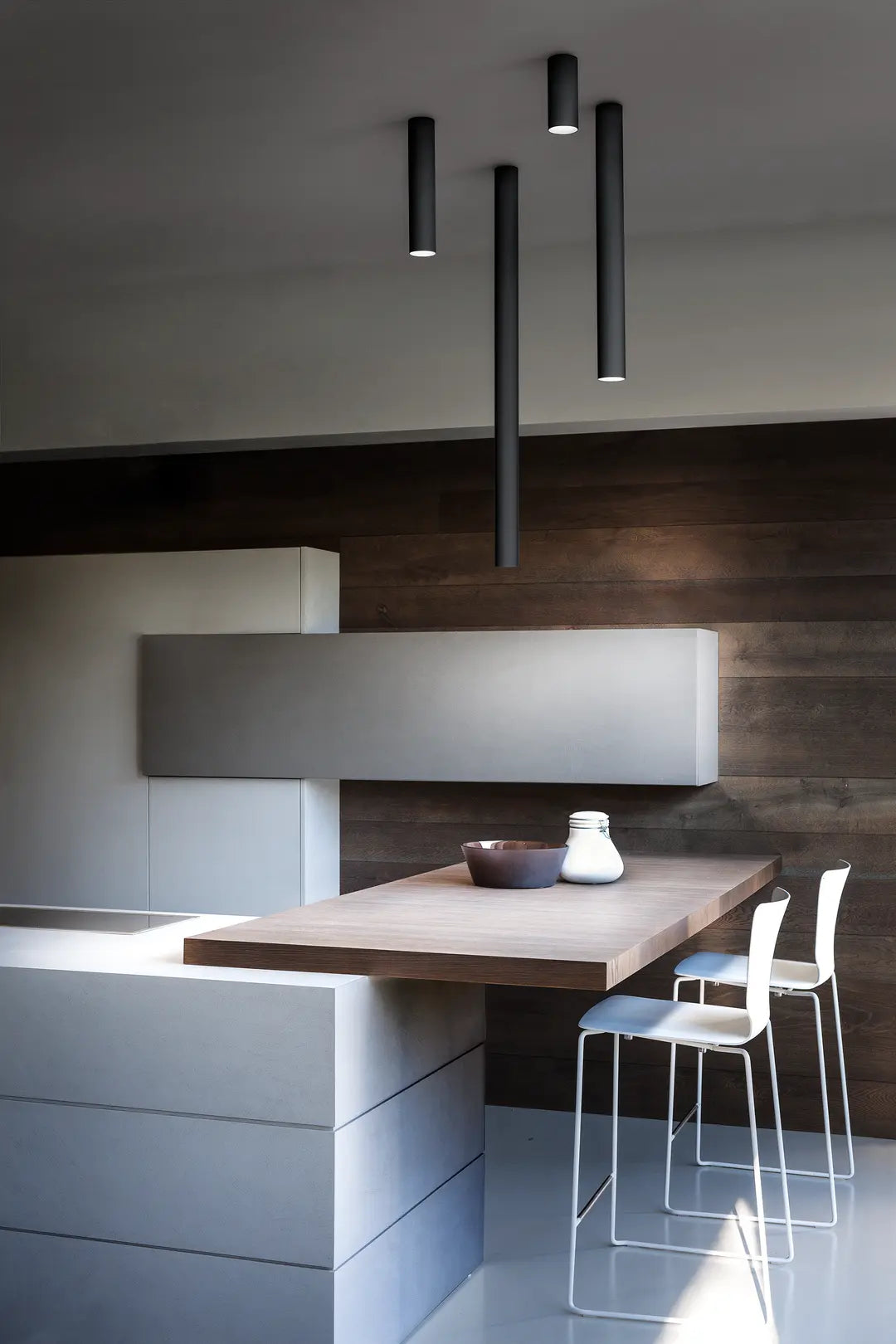 Slim matte black Lodes ceiling light with replaceable LED lamp for modern homes