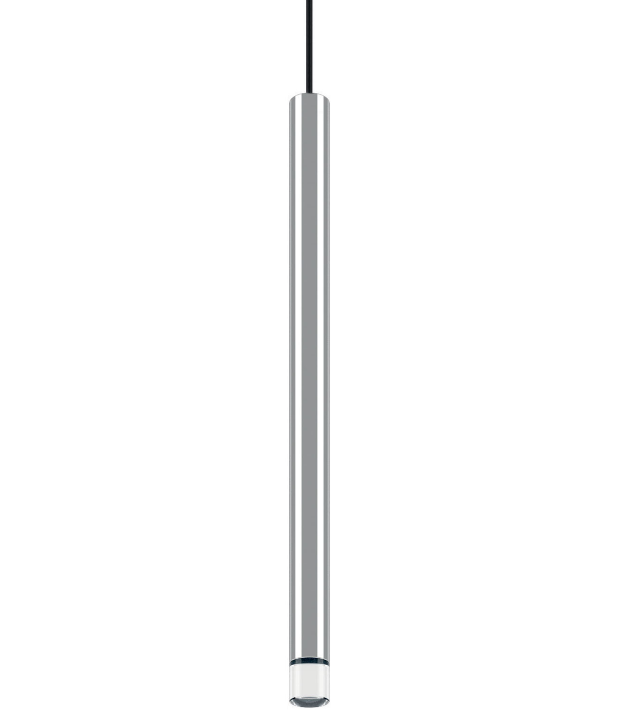 Luxury Italian pendant light with ultra-slim aluminum body in chrome finish
