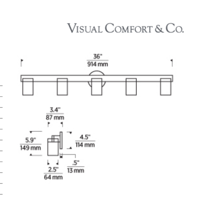 Kwba27627 Esfera 5 Light LED Vanity by Visual & Comfort & Co