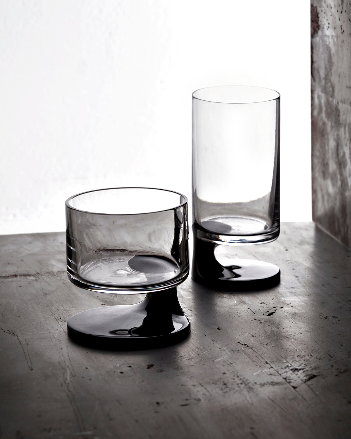 Arnolfo di Cambio Smoke Highball Glasses, Set of 2, Italian leaded crystal