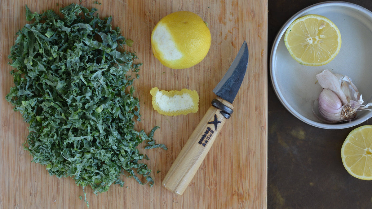 #58 small paring knife with concave blade and greens