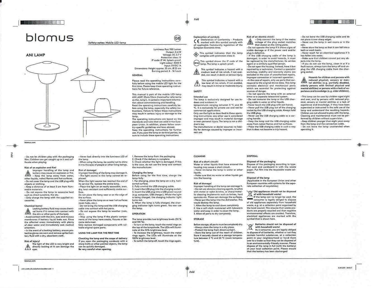 Ani Lamp 3In1 Rechargeable Led Blomus 65928