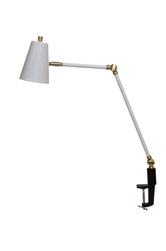 House of Troy Aria Clip-On Task Lamp, Spotlight in White/Satin Brass
